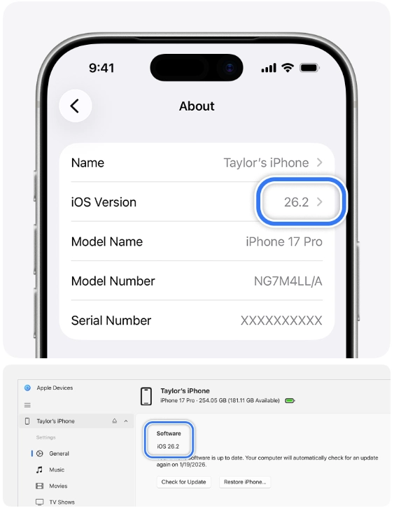 how to check ios version