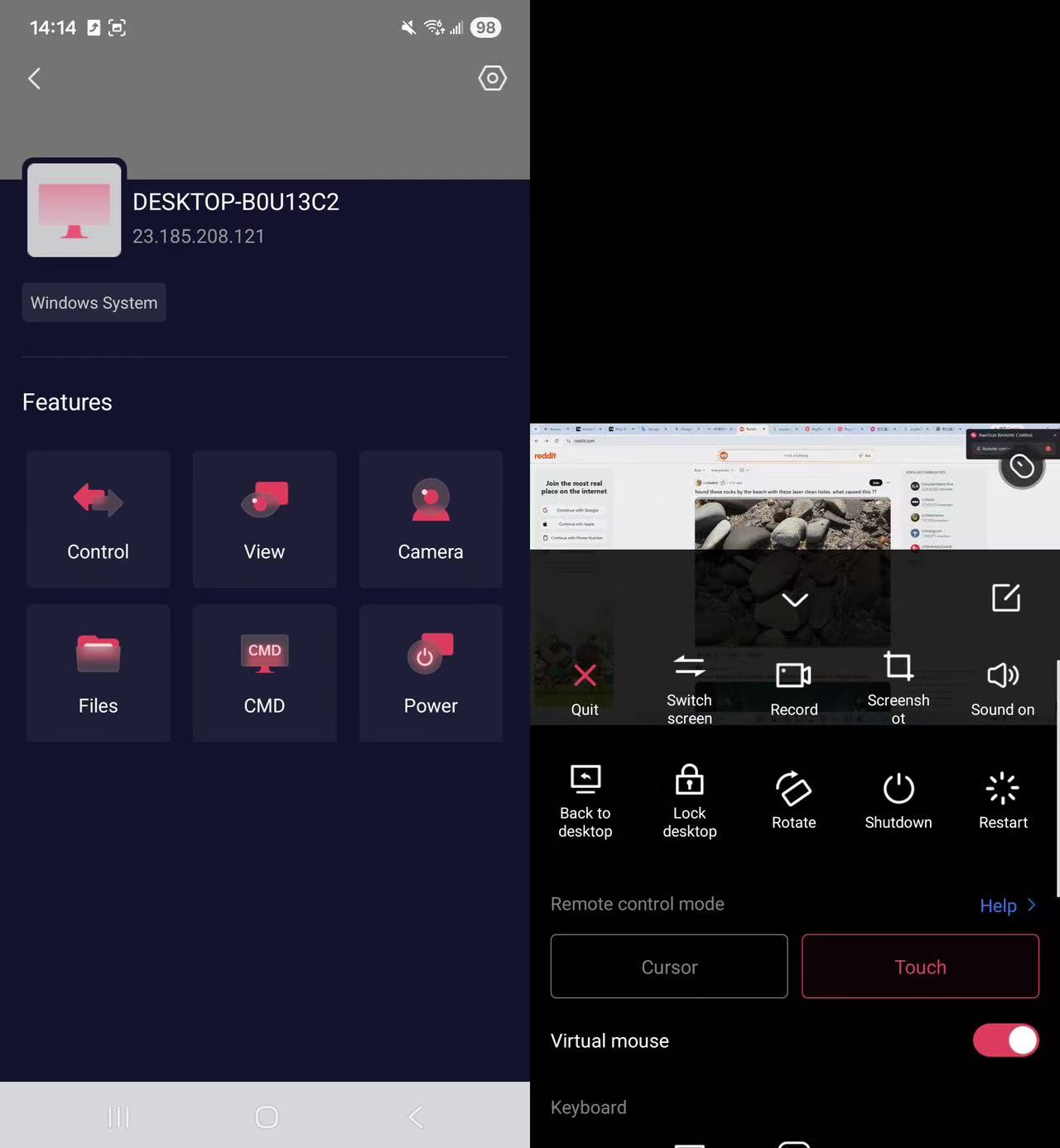 Control a Computer from Android