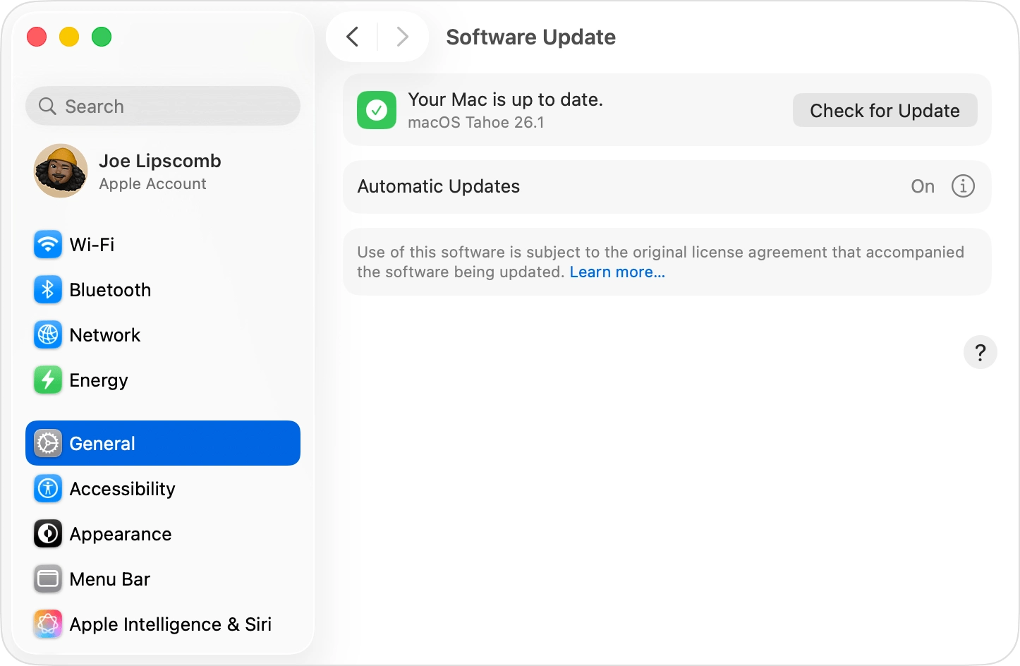 how to find Apple update