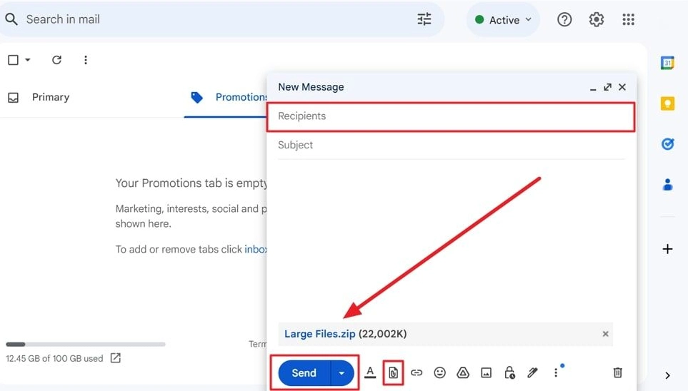 how to send large files via email